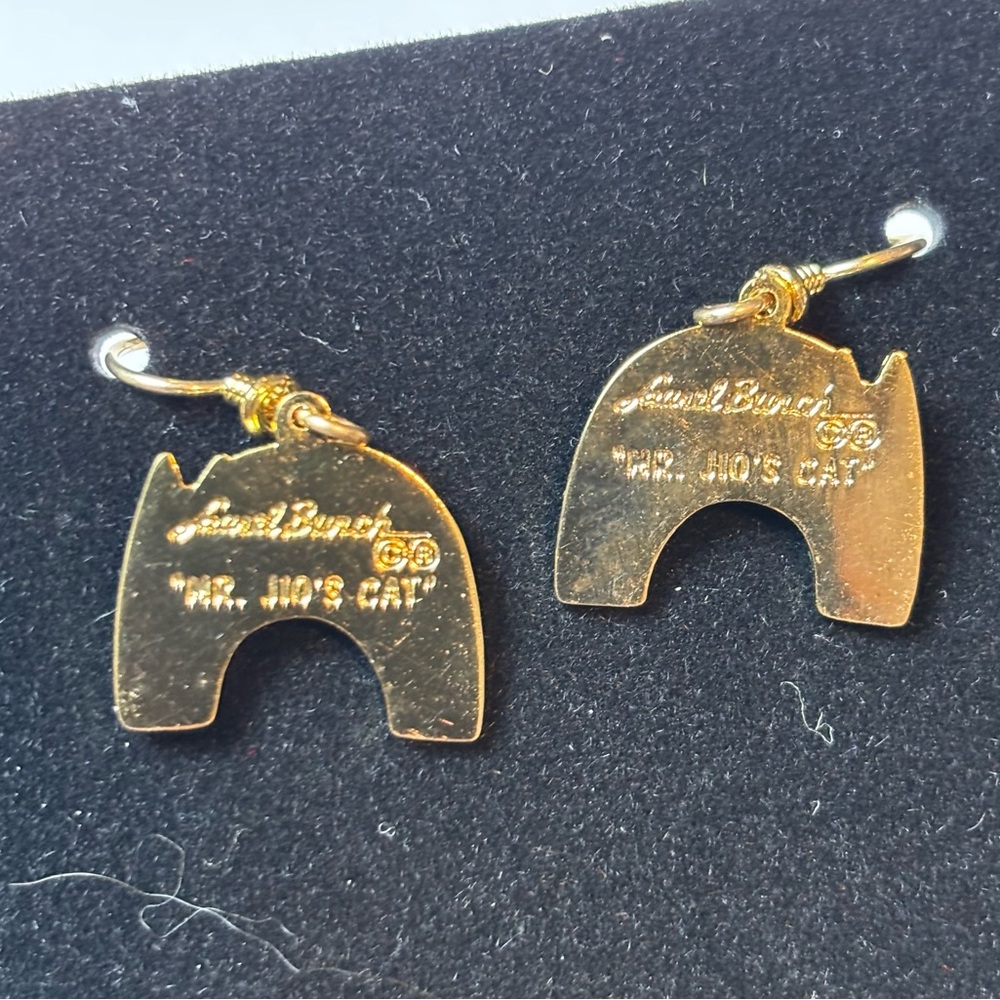Vintage Laurel Burch Mr. Jio’s Cat Enamel Dangle Cat Earrings, Goldtone VTG Cats - Picture 12 of 16